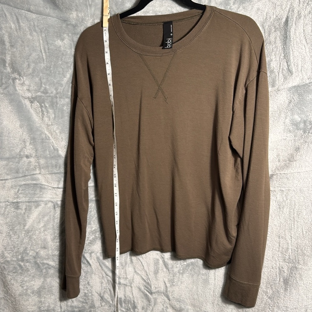 Bobi Los Angeles shirt women’s top oversized medium long sleeved‎ brown soft - Picture 4 of 8